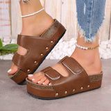 PU Leather Studded Platform Sandals - Trendsi - Flyclothing LLC