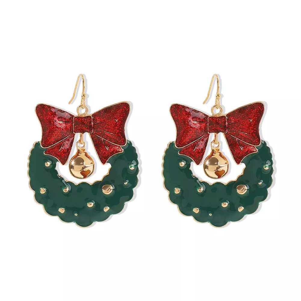 Christmas Wreath Bow Drop Earrings - Trendsi - Flyclothing LLC