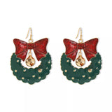 Christmas Wreath Bow Drop Earrings - Trendsi - Flyclothing LLC