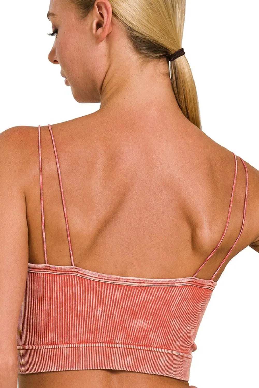 Zenana Washed Ribbed Seamless Double Strap Brami - Trendsi - Flyclothing LLC