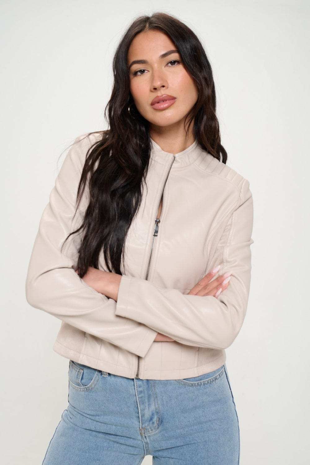 Coalition LA Zip Up Vegan Moto Jacket - Trendsi - Flyclothing LLC
