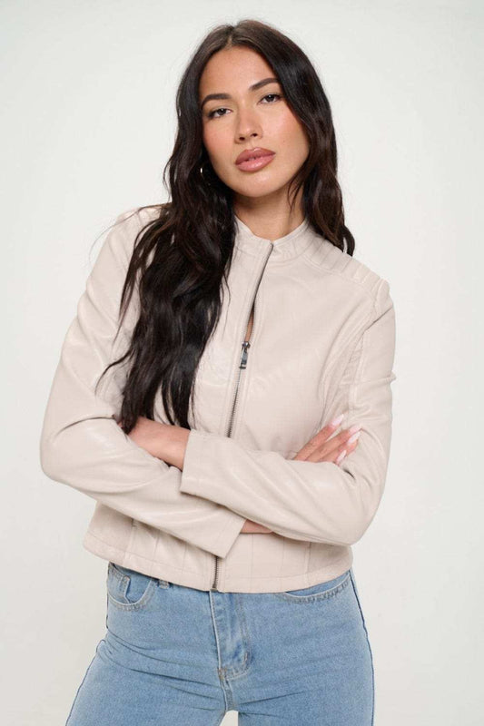 Coalition LA Zip Up Vegan Moto Jacket - Trendsi - Flyclothing LLC