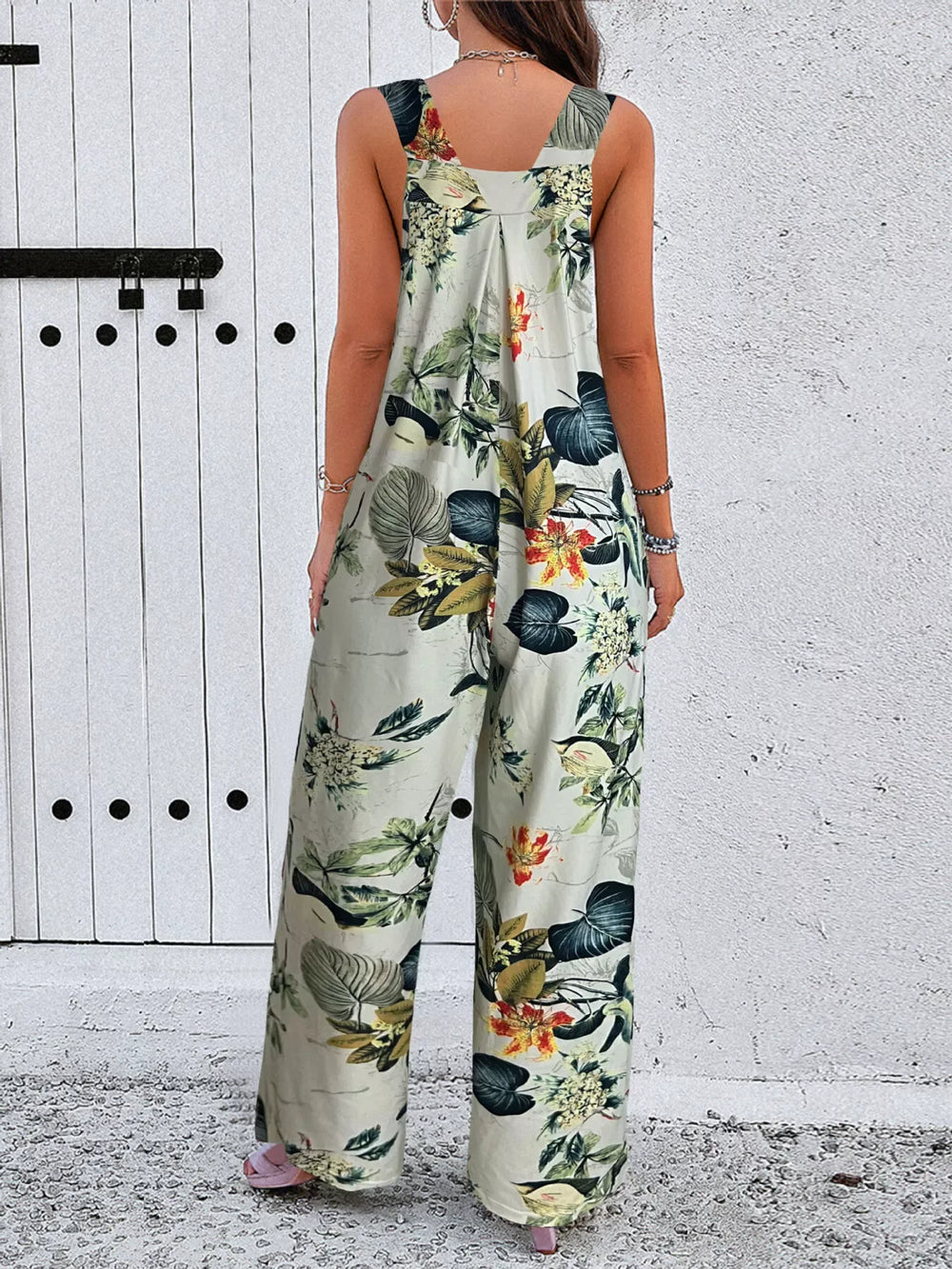 Plus Size Printed Wide Leg Jumpsuit - Trendsi - Flyclothing LLC