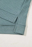 Oversized Ribbed Knit V Neck Dolman Short Sleeve Top - Trendsi - Flyclothing LLC