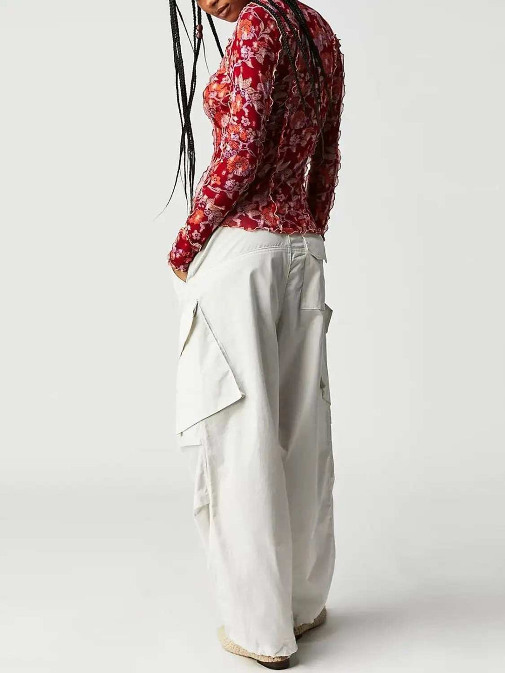 Floral Mock Neck Long Sleeve Top - Trendsi - Flyclothing LLC