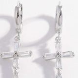925 Sterling Silver Zircon Cross Earrings - Trendsi - Flyclothing LLC