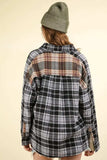 VERY J Contrast Plaid Raw Detail Shirt - Trendsi - Flyclothing LLC