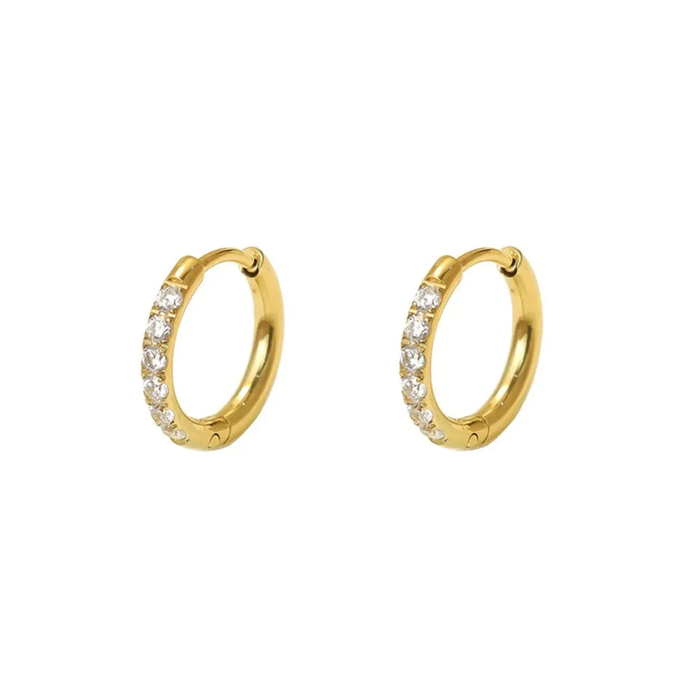 18K Gold-Plated Zircon Hoop Earrings - Trendsi - Flyclothing LLC