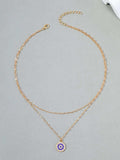 18K Gold-Plated Inlaid Zircon Layered Necklace - Trendsi - Flyclothing LLC