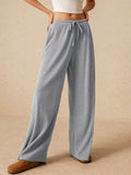 Ribbed Drawstring Wide Leg Pants - Trendsi - Flyclothing LLC