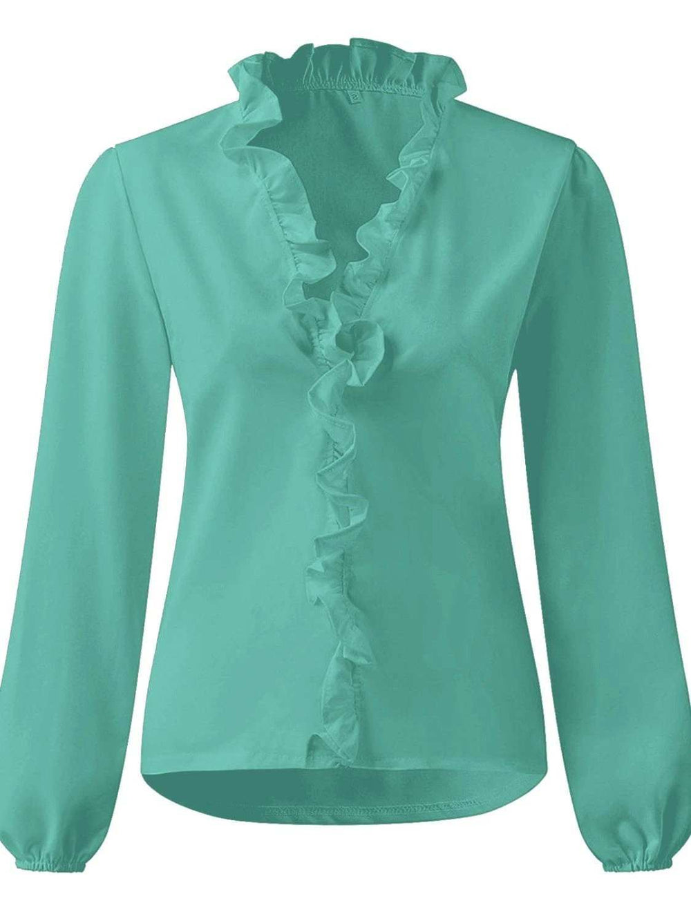Full Size Ruffled V-Neck Long Sleeve Blouse - Trendsi - Flyclothing LLC