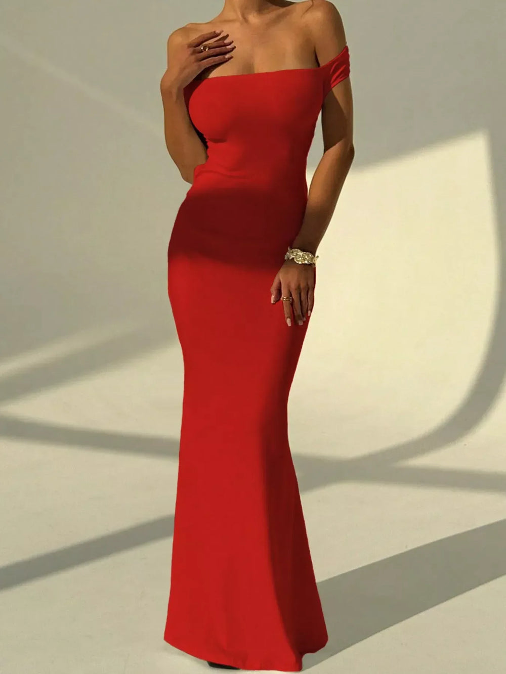 Backless Off-Shoulder Bodycon Mermaid Maxi Dress - Trendsi - Flyclothing LLC