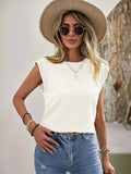 Textured Round Neck Casual Ribbed Top - Trendsi - Flyclothing LLC