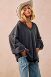 BiBi Mineral Washed French Terry Oversized Sweatshirt - Trendsi - Flyclothing LLC