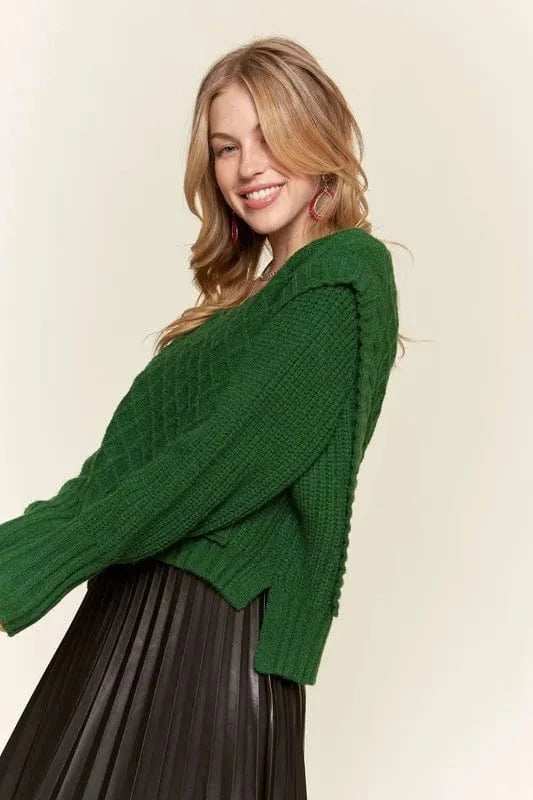 ADORA Ruffle Detail Adorable Sweater - Trendsi - Flyclothing LLC