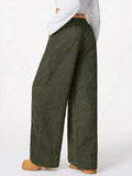 Casual Corduroy Wide Leg Pants - Trendsi - Flyclothing LLC