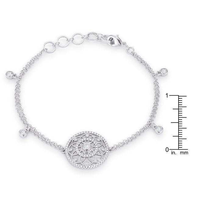 .5 Ct Rhodium Bracelet with Interlocking Circles and CZ - JGI - Flyclothing LLC