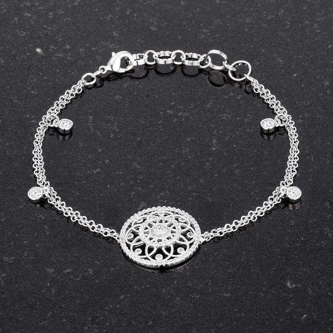 .5 Ct Rhodium Bracelet with Interlocking Circles and CZ - JGI - Flyclothing LLC