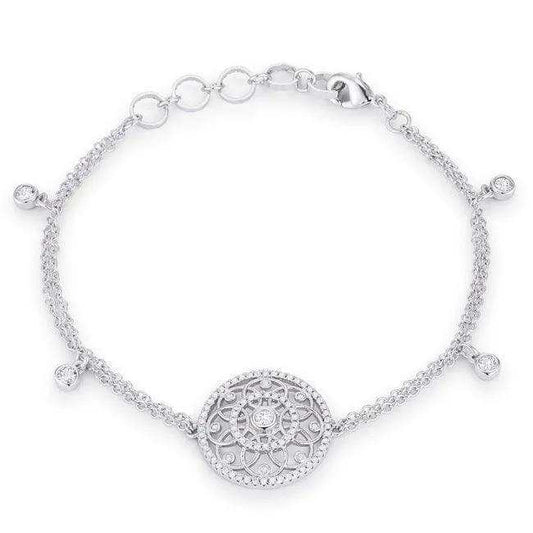 .5 Ct Rhodium Bracelet with Interlocking Circles and CZ - JGI - Flyclothing LLC