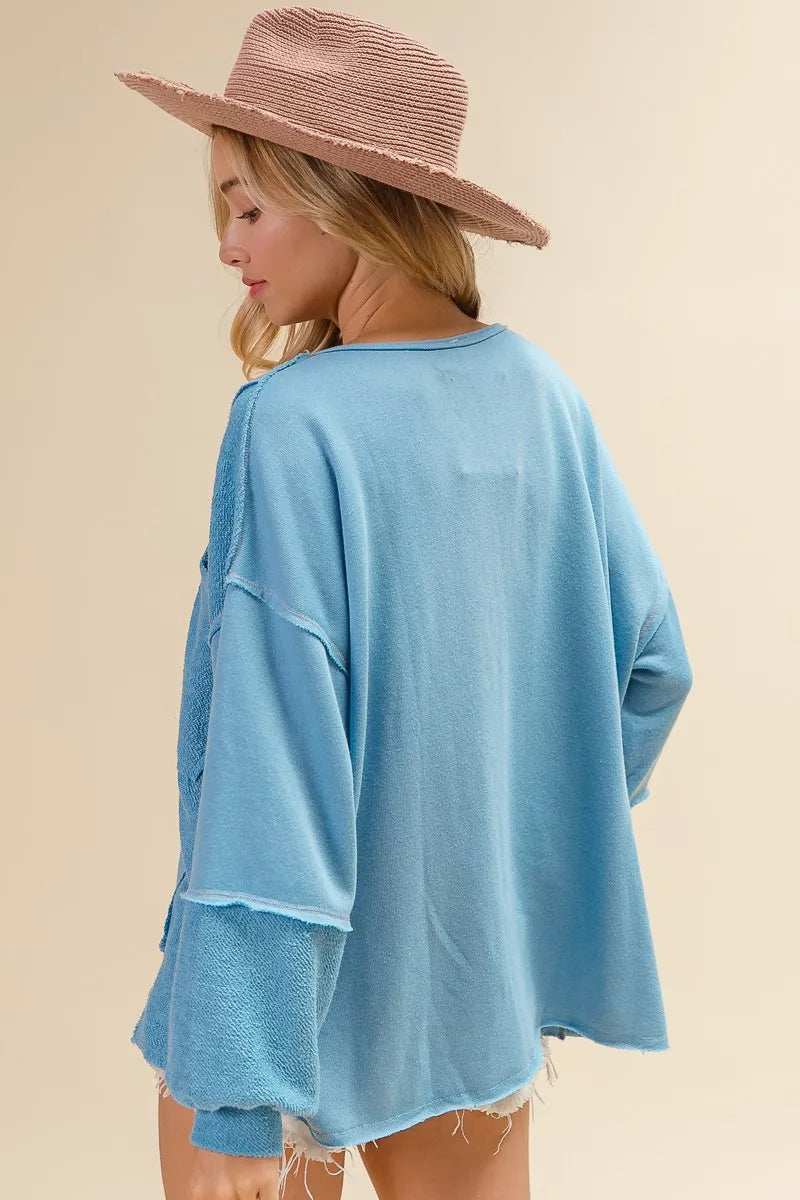 BiBi Oversized Pocket Front Sweatshirt - Trendsi - Flyclothing LLC