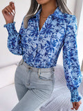 Floral Collared Neck Long Sleeve Shirt - Trendsi - Flyclothing LLC