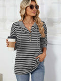 Drawstring Striped Long Sleeve Hoodie - Trendsi - Flyclothing LLC