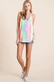 BiBi Tie Dye Terry Caged Neck Knit Camisole - Trendsi - Flyclothing LLC