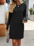 Striped Round Neck Long Sleeve Mini Dress - Trendsi - Flyclothing LLC