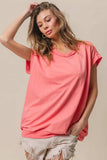 BiBi French Terry Drop Shoulder Basic Top - Trendsi - Flyclothing LLC