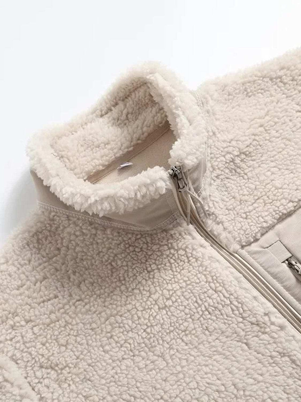 Zip Up Long Sleeve Plush Jacket - Trendsi - Flyclothing LLC