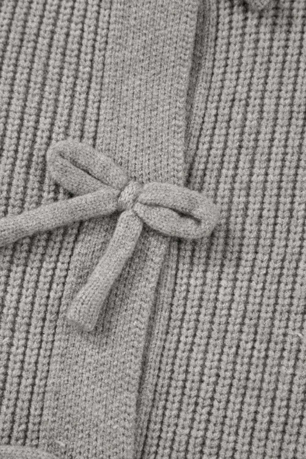 Bow Round Neck Long Sleeve Cardigan - Trendsi - Flyclothing LLC