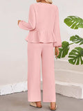 Tie Neck Balloon Sleeve Top and Pants Set - Trendsi - Flyclothing LLC