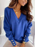 V-Neck Long Sleeve Sweatshirt - Trendsi - Flyclothing LLC