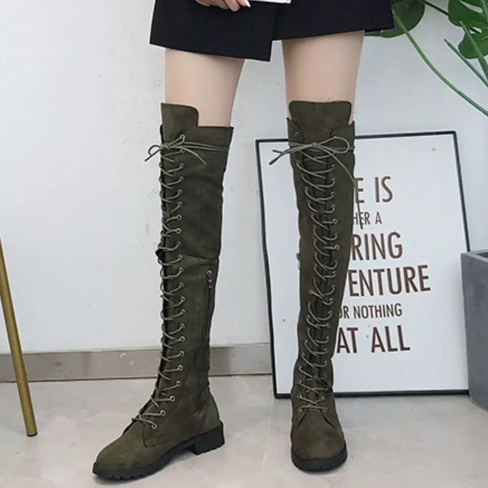 Lace-Up Over-the-Knee Boots - Trendsi - Flyclothing LLC
