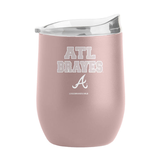 Atlanta Braves 16oz Stencil Powder Coat Curved Beverage - Logo Brands - Flyclothing LLC