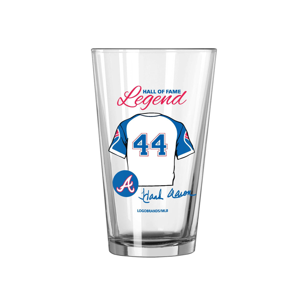 Atlanta Braves HOF Hank Aaron 16oz Pint Glass - Logo Brands - Flyclothing LLC