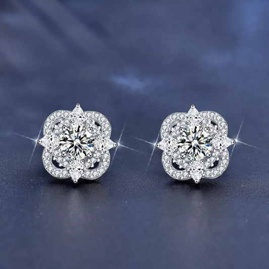 925 Sterling Silver Moissanite Stud Earrings - Trendsi - Flyclothing LLC