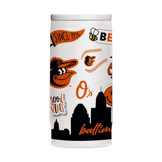Baltimore Orioles 12oz Native Powdercoat SlimCan Coolie - Logo Brands - Flyclothing LLC