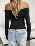 Ruched Off-Shoulder Long Sleeve T-Shirt - Trendsi - Flyclothing LLC
