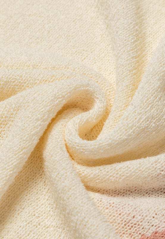 Contrast Star Raw Hem Long Sleeve Knit Top - Trendsi - Flyclothing LLC