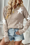 Star Round Neck Dropped Shoulder Sweater - Trendsi - Flyclothing LLC