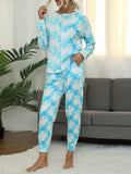 Tie-Dye Round Neck Top and Pants Lounge Set - Trendsi - Flyclothing LLC