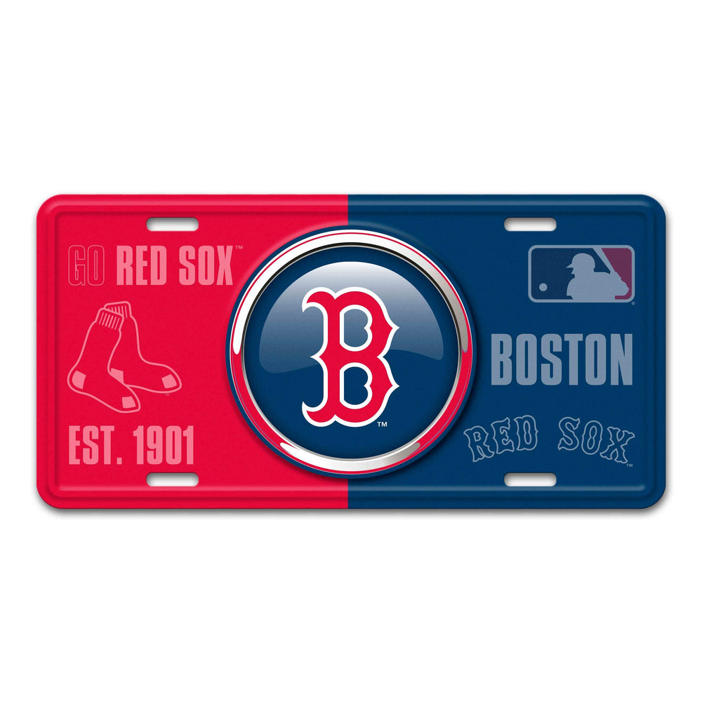 MLB - Boston Red Sox Embossed Metal License Plate - Logo Brands - Flyclothing LLC