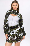 American Bazi Camouflage Cropped Jacket with Chains - Trendsi - Flyclothing LLC