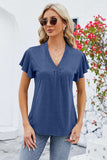 V-Neck Flutter Sleeve T-Shirt - Trendsi - Flyclothing LLC