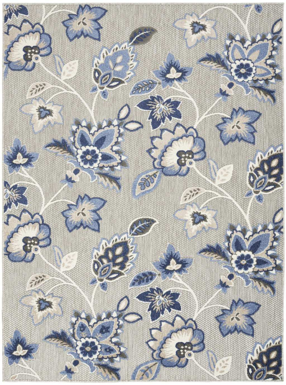 9' X 12' Blue And Grey Floral Stain Resistant Non Skid Area Rug - Homeroots - Flyclothing LLC