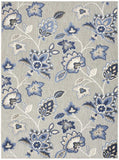 9' X 12' Blue And Grey Floral Stain Resistant Non Skid Area Rug - Homeroots - Flyclothing LLC