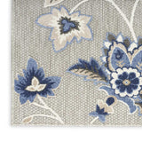 9' X 12' Blue And Grey Floral Stain Resistant Non Skid Area Rug - Homeroots - Flyclothing LLC