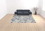 9' X 12' Blue And Grey Floral Stain Resistant Non Skid Area Rug - Homeroots - Flyclothing LLC