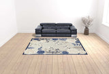 9' X 12' Blue And Grey Floral Stain Resistant Non Skid Area Rug - Homeroots - Flyclothing LLC